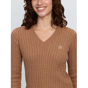 LeMieux Carla Cable V-Neck Knit Jumper - Caramel in Caramel
