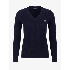LeMieux Carla Cable V-Neck Knit Jumper - Navy in Navy