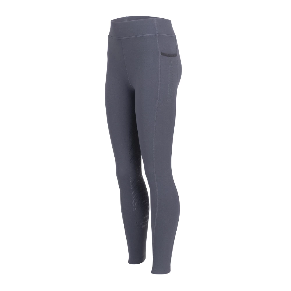 Aubrion React Winter Riding Tights- Young Rider - Charcoal in Charcoal