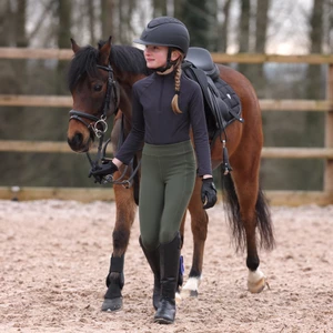 Aubrion React Winter Riding Tights- Young Rider - Khaki in Khaki