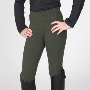 Aubrion React Winter Riding Tights- Young Rider - Khaki in Khaki