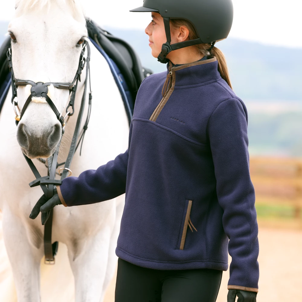 Aubrion Original Half Zip Fleece - Young Rider - Navy in Navy