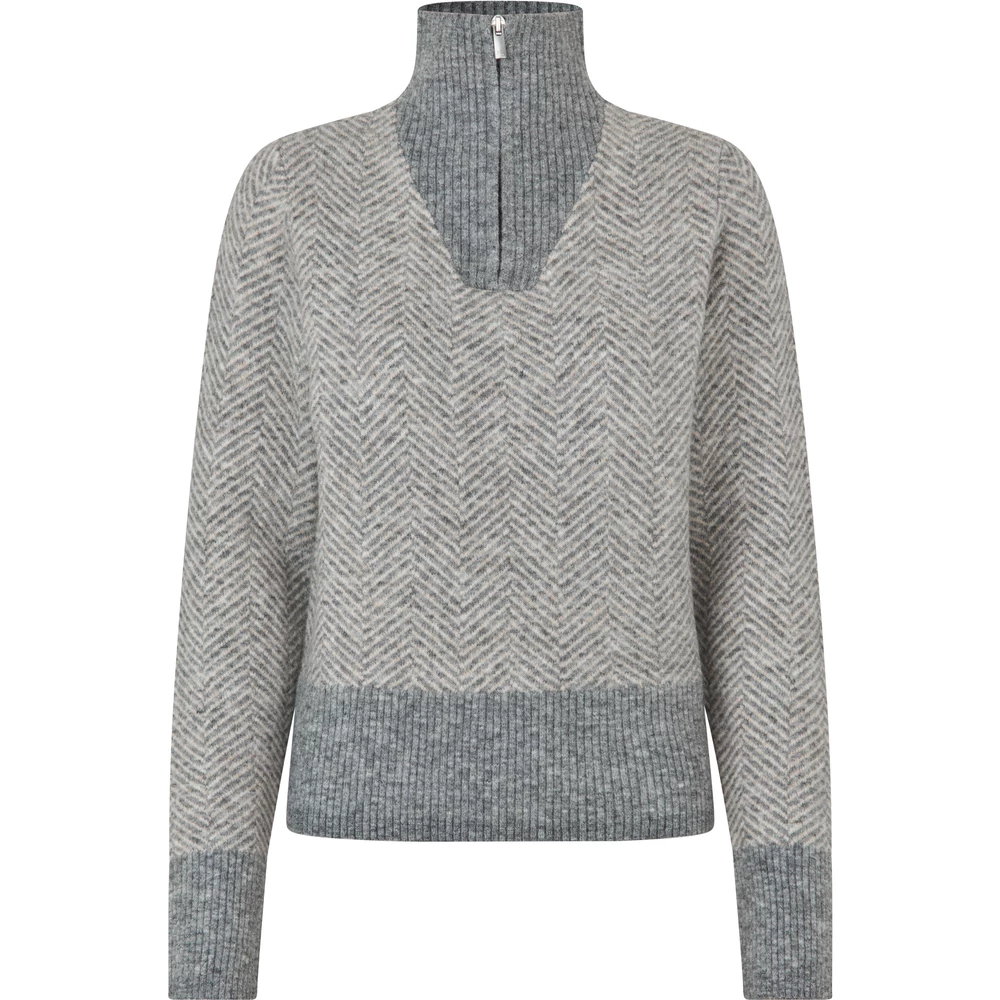 Kingsland KLAudrey Ladies Half Zip Knit - Light Grey Melange in Light Grey Melange