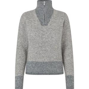 Kingsland KLAudrey Ladies Half Zip Knit - Light Grey Melange in Light Grey Melange