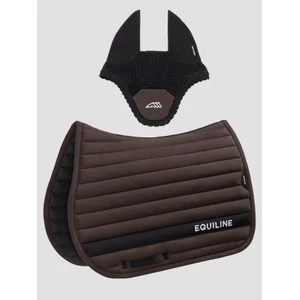 Equiline Kit Tech-Stripe Saddle Cloth+Ear Net - Coffee Bean in Coffee Bean