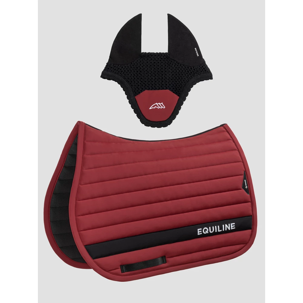 Equiline Kit Tech-Stripe Saddle Cloth+Ear Net - Alpine Plum in Alpine Plum