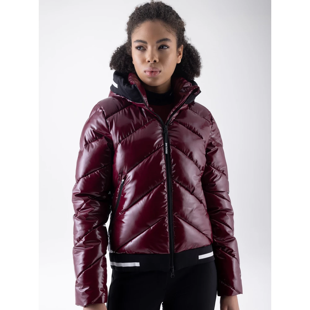 Equiline Women'S Glossy Padded Bomber Jacket - Alpine Plum in Alpine Plum