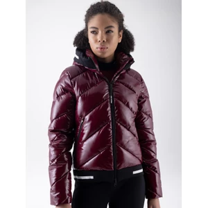 Equiline Women'S Glossy Padded Bomber Jacket - Alpine Plum in Alpine Plum