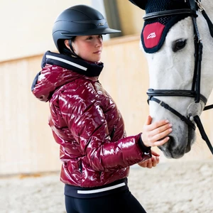 Equiline Women'S Glossy Padded Bomber Jacket - Alpine Plum in Alpine Plum
