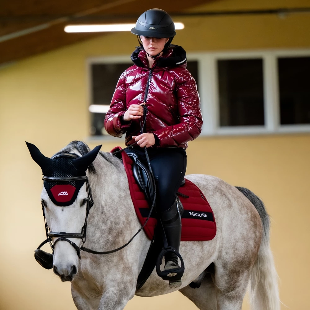 Equiline Women'S Glossy Padded Bomber Jacket - Alpine Plum in Alpine Plum