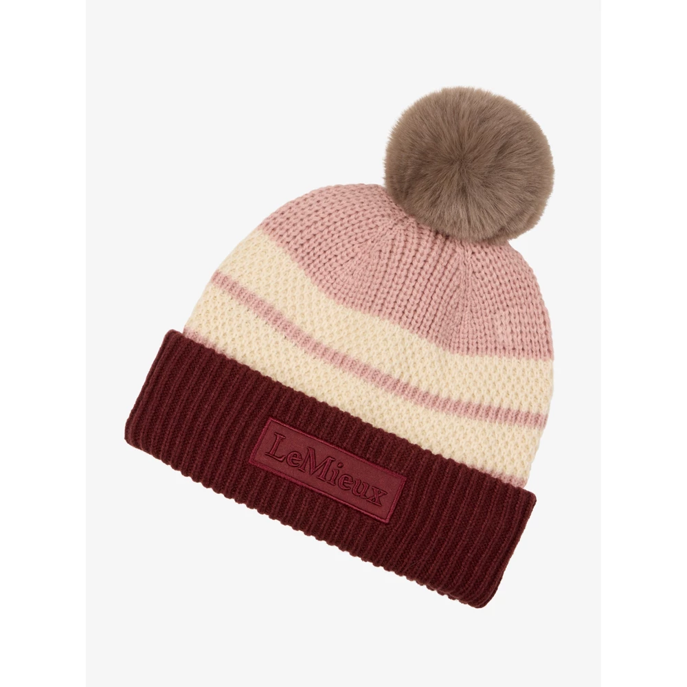 LeMieux x Sealskinz Waterproof Stripe Beanie - Dusty Pink in Dusty Pink