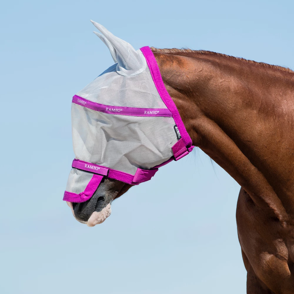 Horseware Rambo Rambo Plus Flymask in Silver/Purple