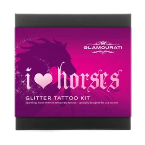Glamourati Glitter Tattoo Kit for People - I Love Horses in I Love Horses
