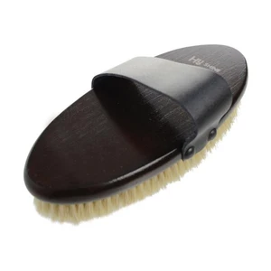 Hy Equestrian HySHINE Deluxe Goat Hair Wooden Body Brush in Dark Brown