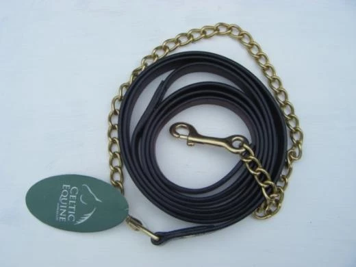 Celtic Equine Supplies Leather Stallion Brown Lead With Brass Chain in Brown