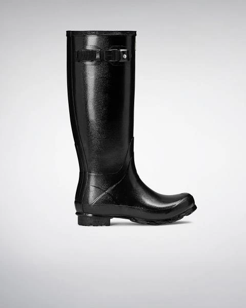 Hunter Womens Field Tall Gloss in Black