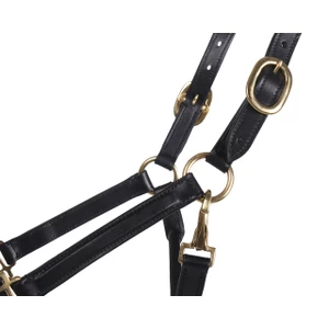 QHP Head Collar Leather Delicate - Black in Black