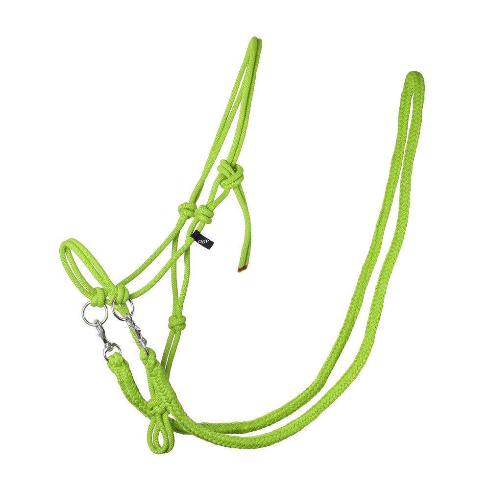 QHP Rope Halter With Rein Lime