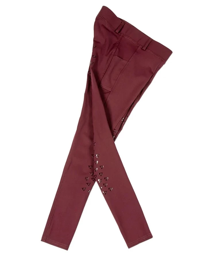 Aubrion Albany Riding Tights - Young Rider - Black Cherry in Black Cherry