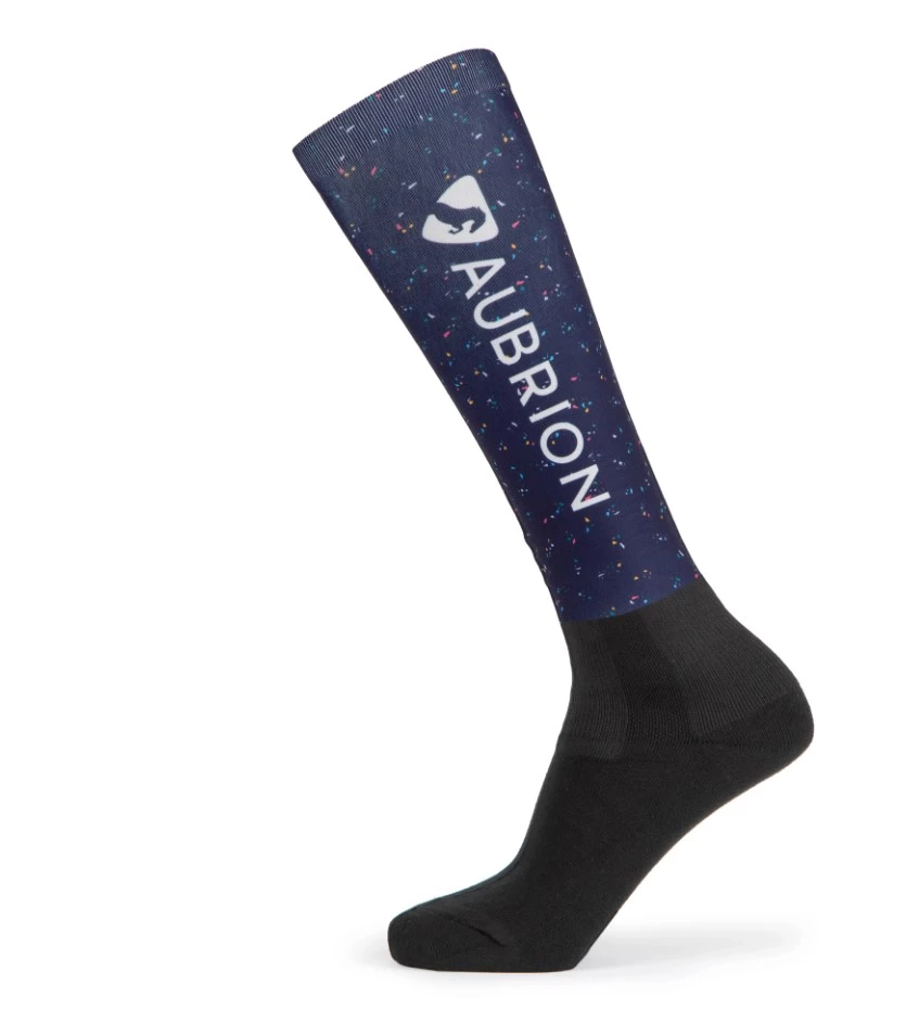 Aubrion Hyde Park XC Socks - Young Rider - Navy Ditsy in Navy Ditsy
